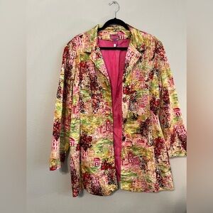 Vibrant Dandy by Randi M. Colorful Print Jacket, Size 14